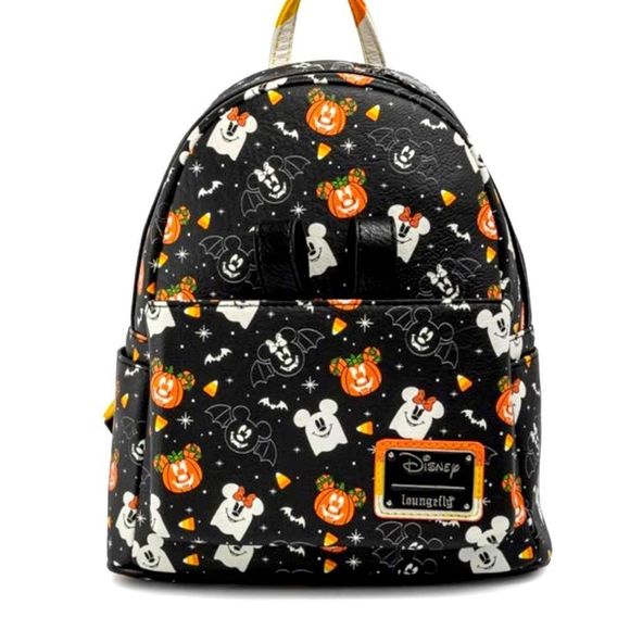 Loungefly-Disney Spooky Mickey & Minnie Mouse Candy Corn Mini Backpack W Ears - Picture 3 of 8